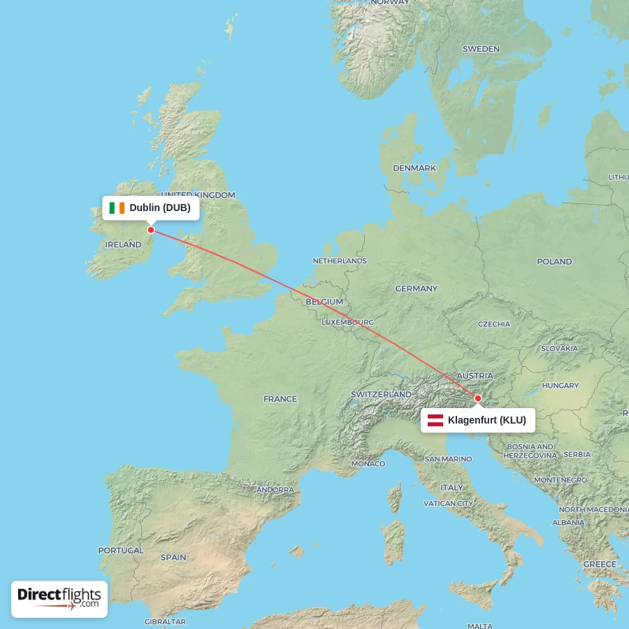 DUB - KLU route map