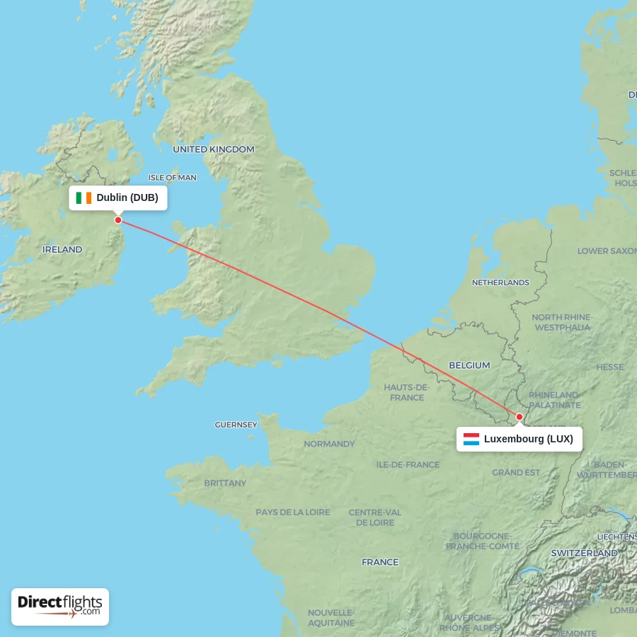 DUB - LUX route map