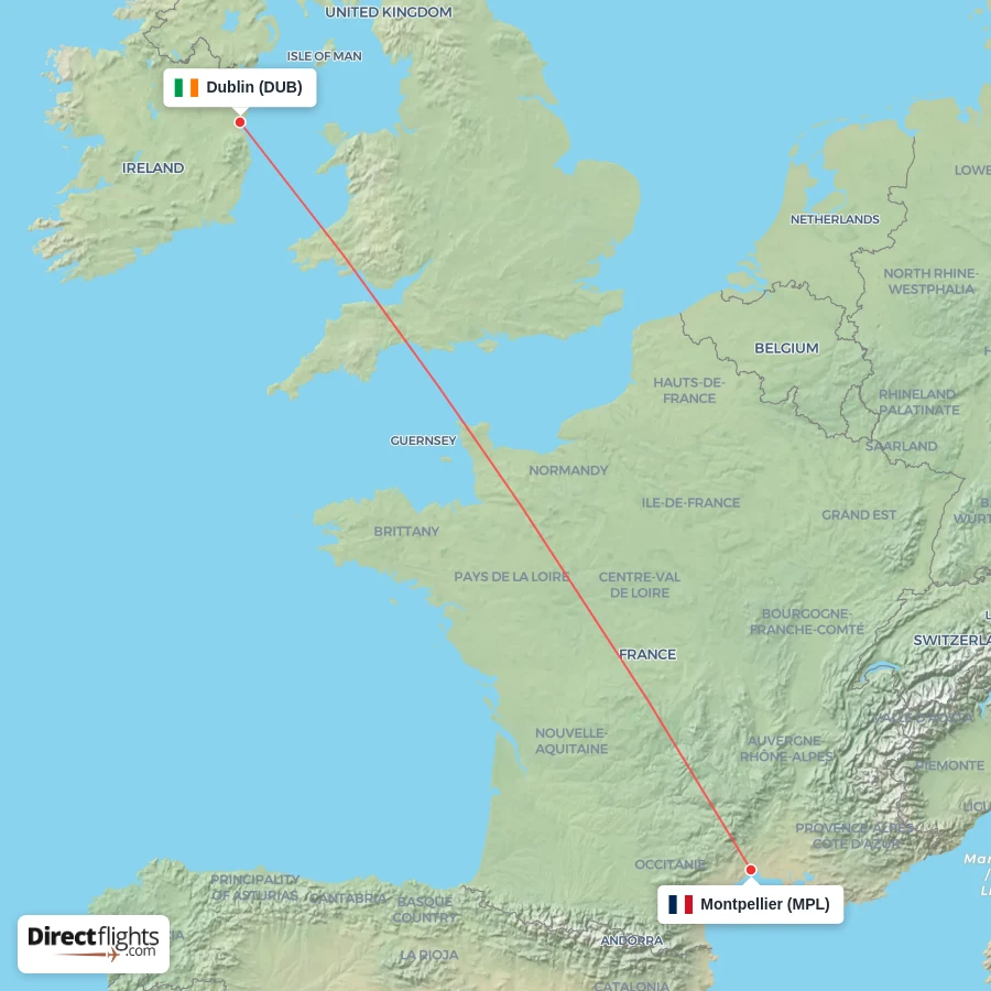 DUB - MPL route map
