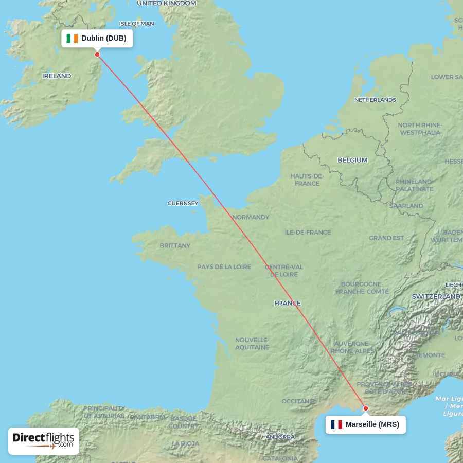 DUB - MRS route map