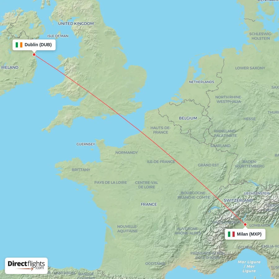 DUB - MXP route map