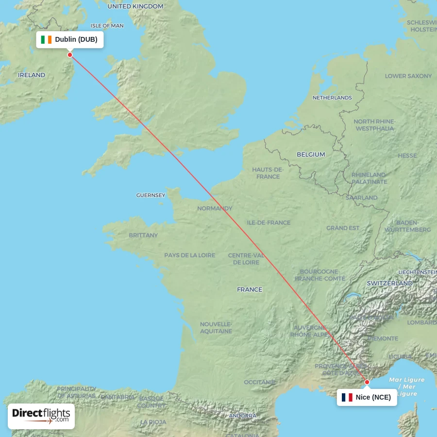 DUB - NCE route map