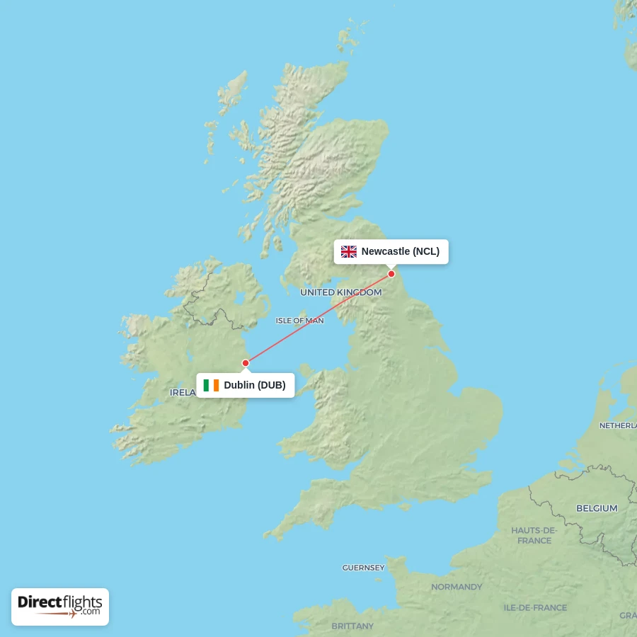 DUB - NCL route map