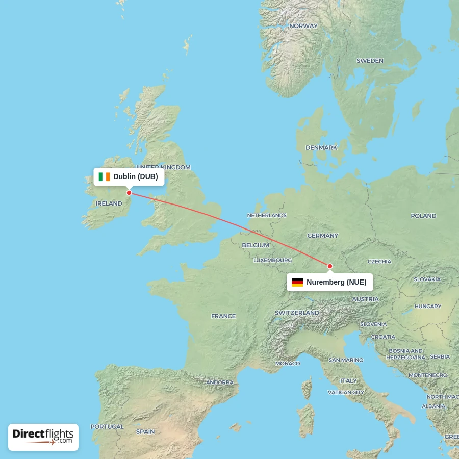DUB - NUE route map