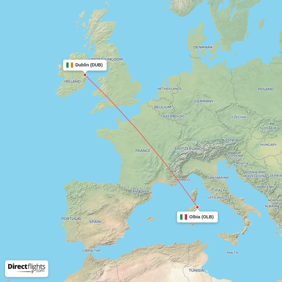 DUB - OLB route map