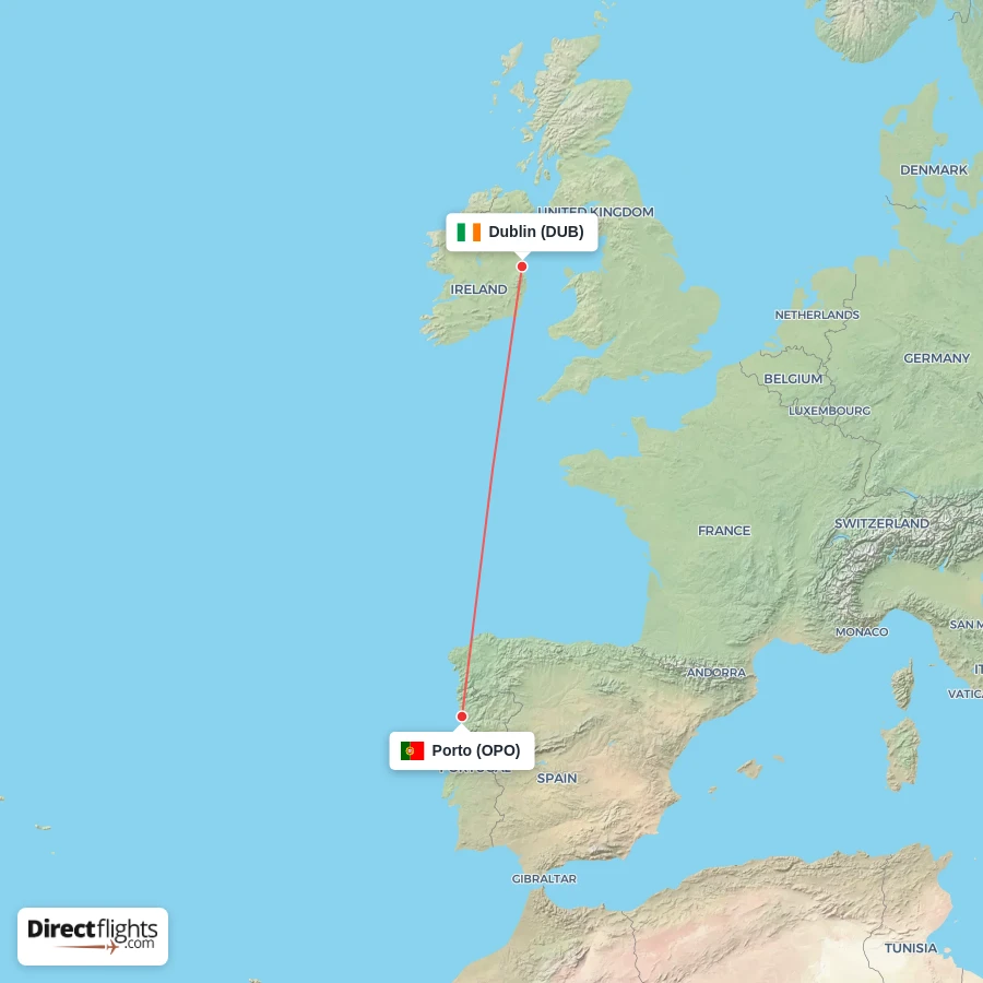 DUB - OPO route map