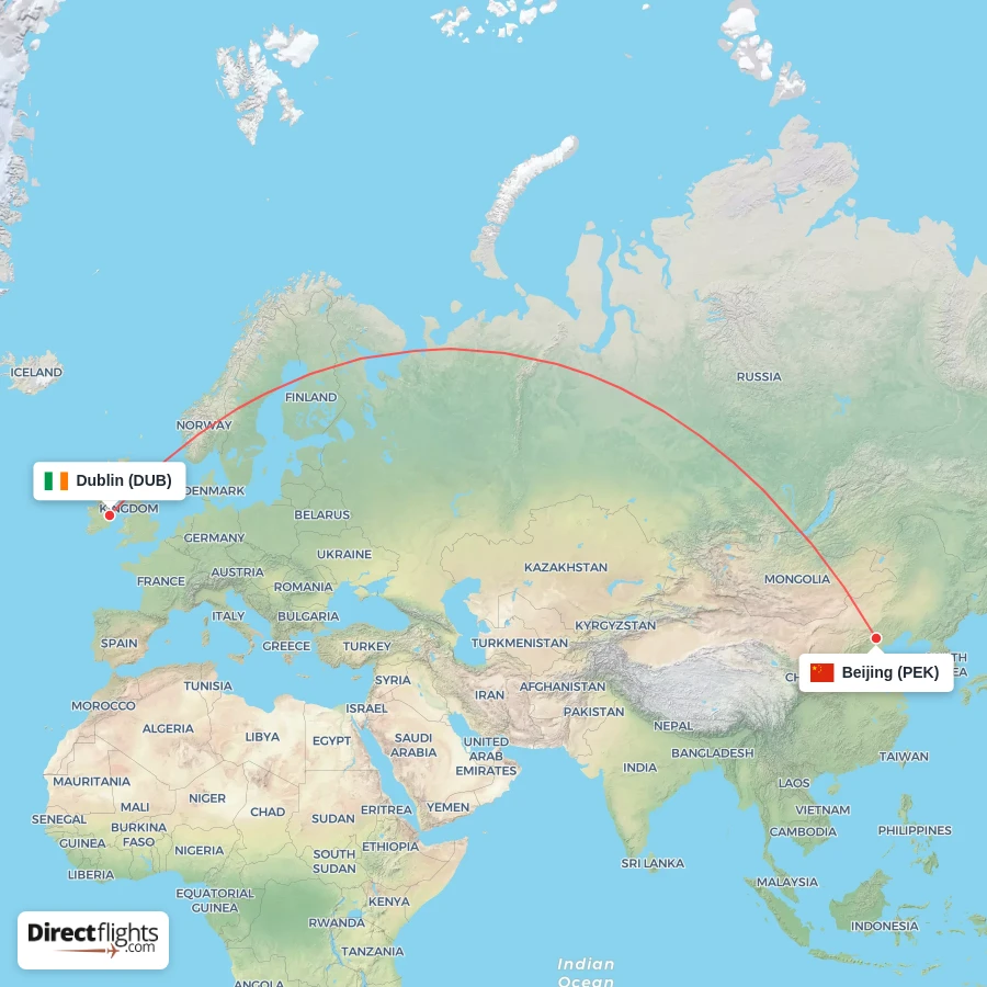 DUB - PEK route map