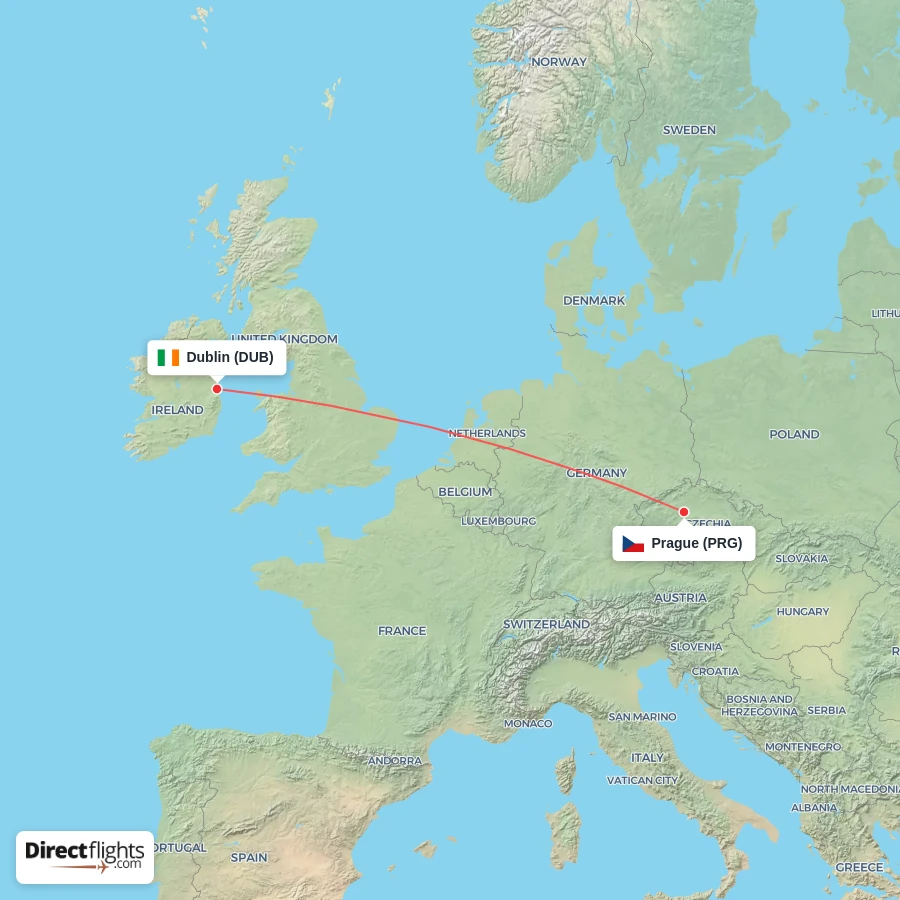 DUB - PRG route map