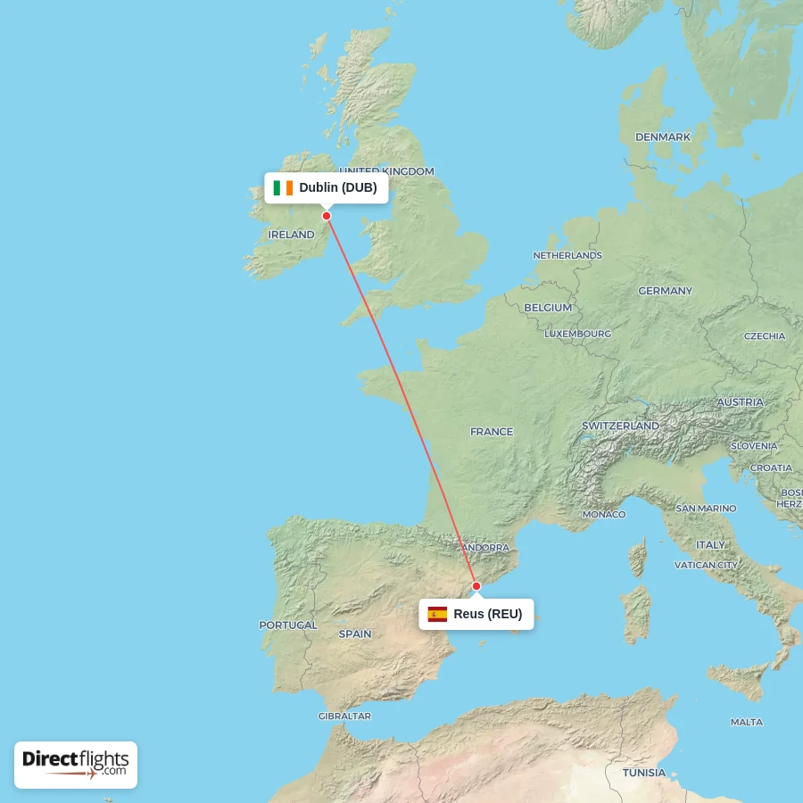 DUB - REU route map