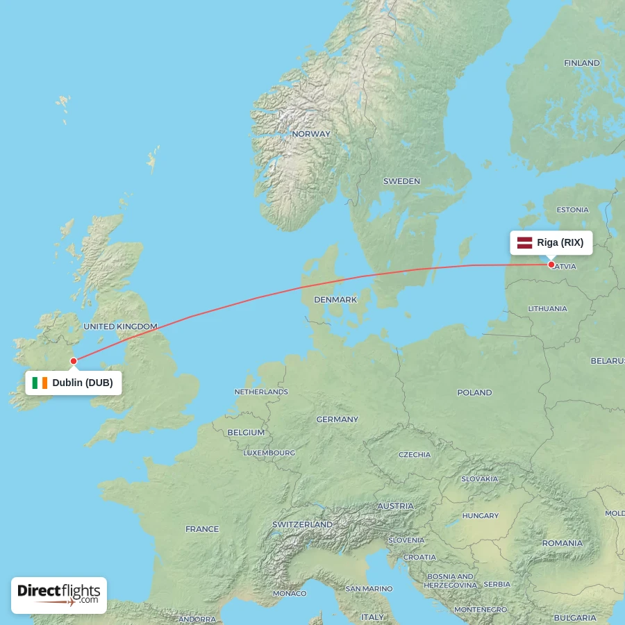 DUB - RIX route map