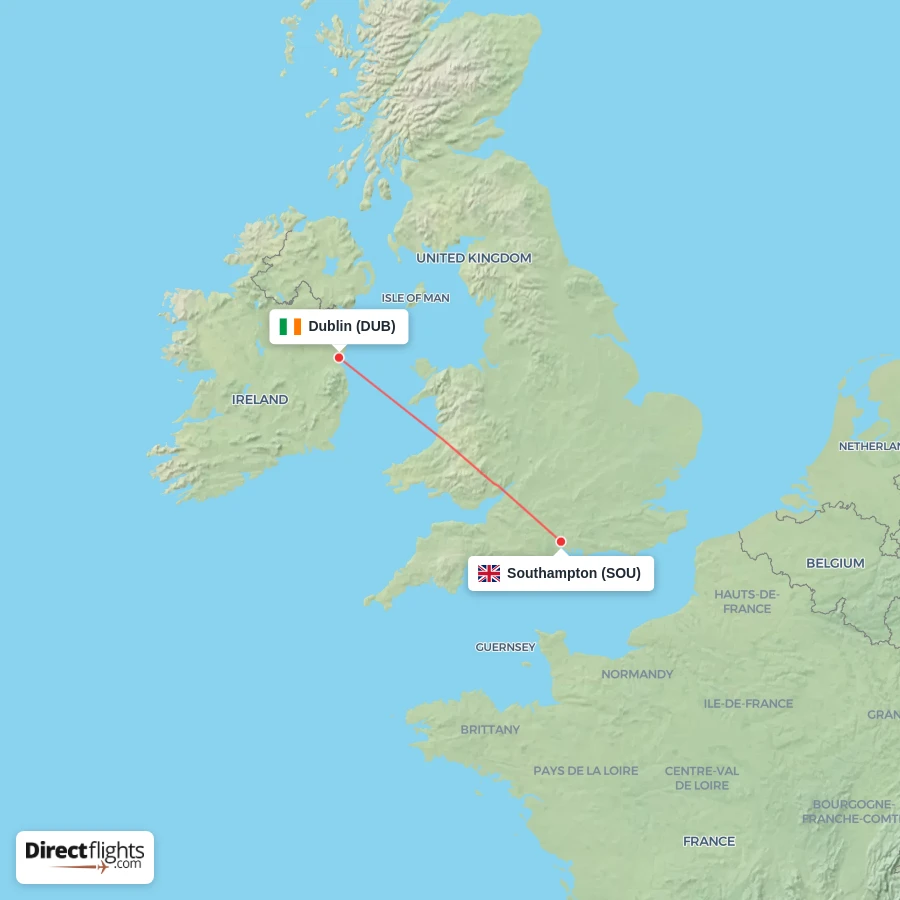 DUB - SOU route map