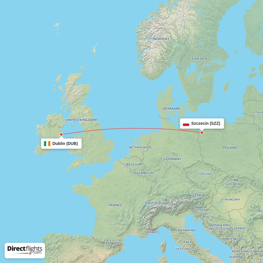 DUB - SZZ route map