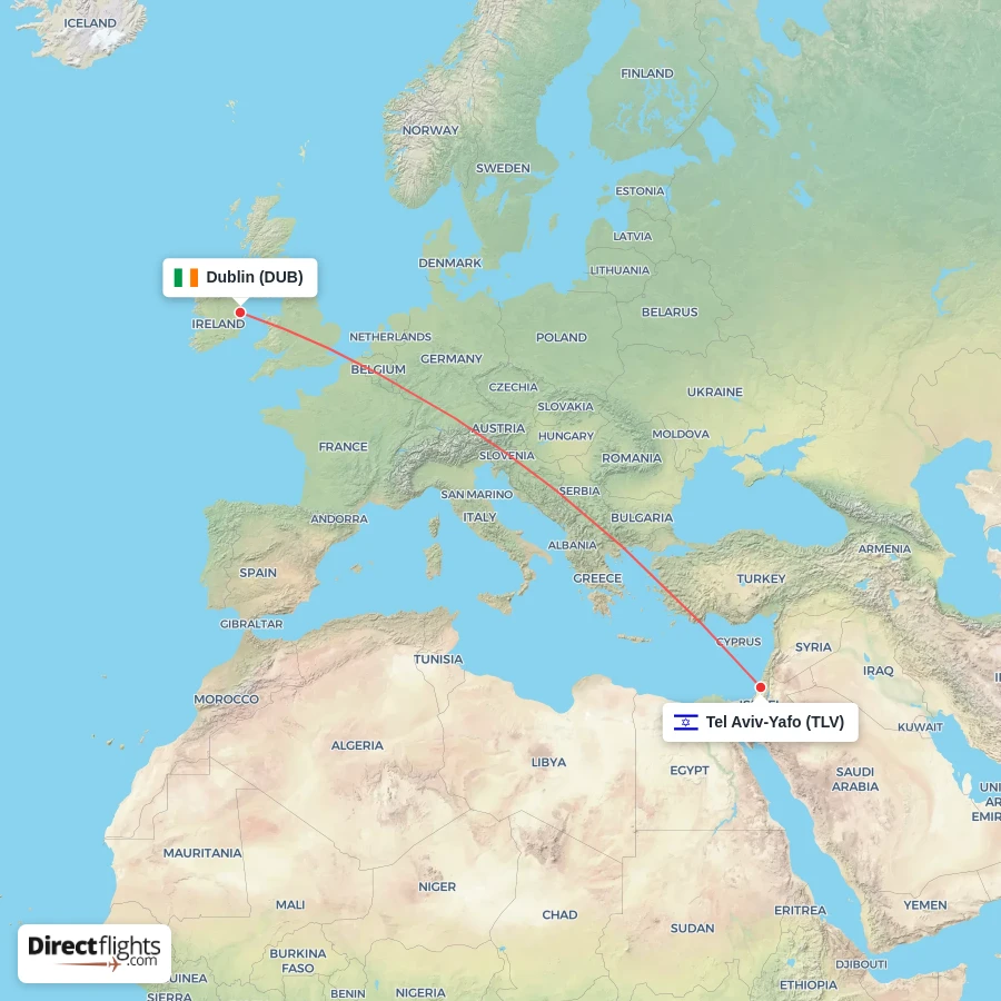 DUB - TLV route map