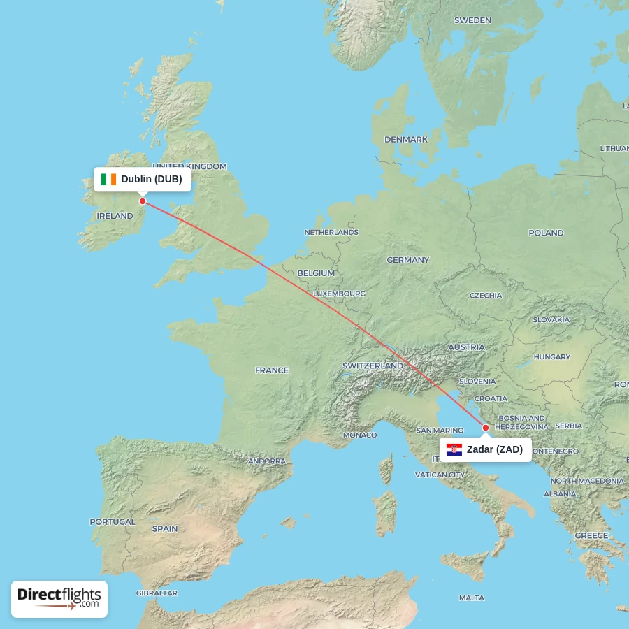 DUB - ZAD route map
