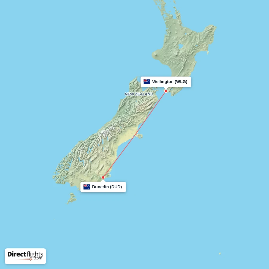 DUD - WLG route map
