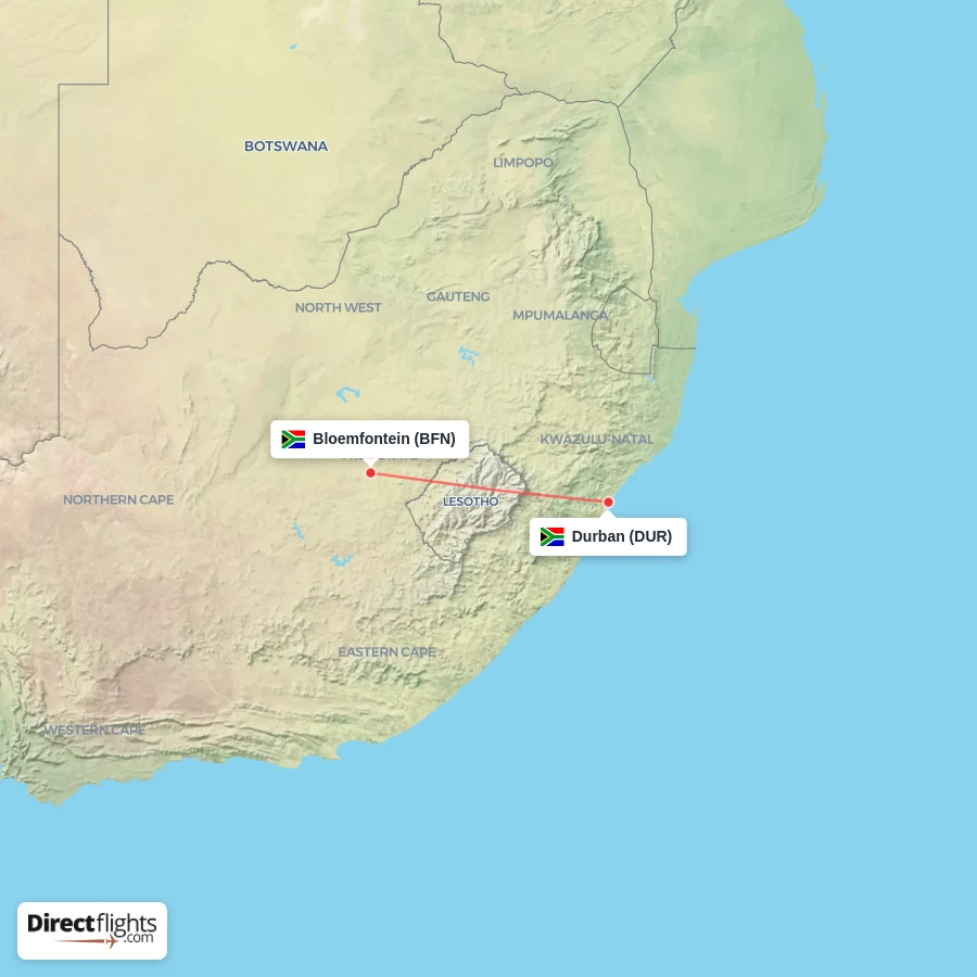 DUR - BFN route map