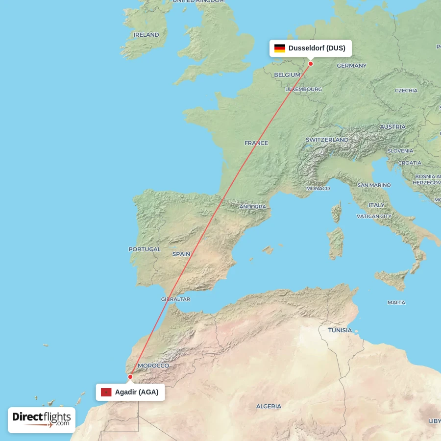 DUS - AGA route map