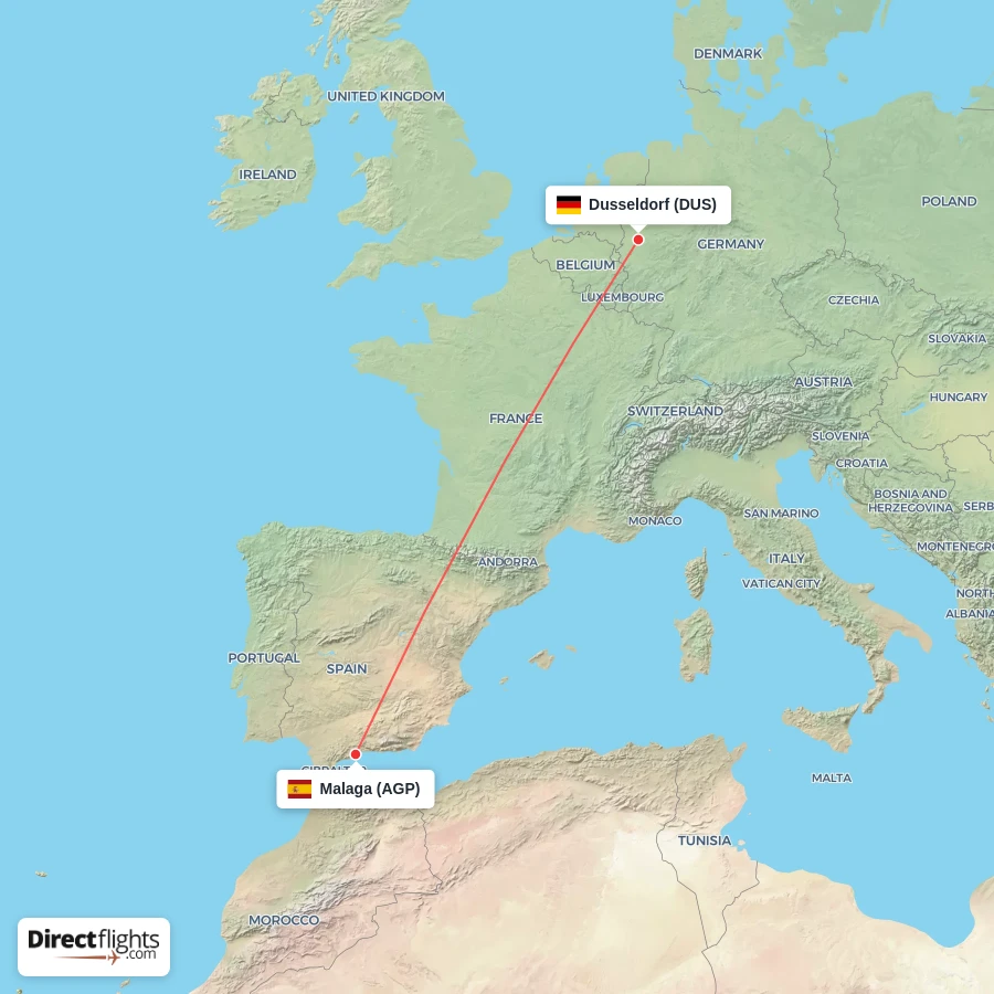DUS - AGP route map