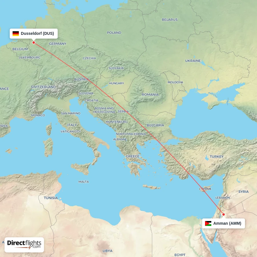DUS - AMM route map