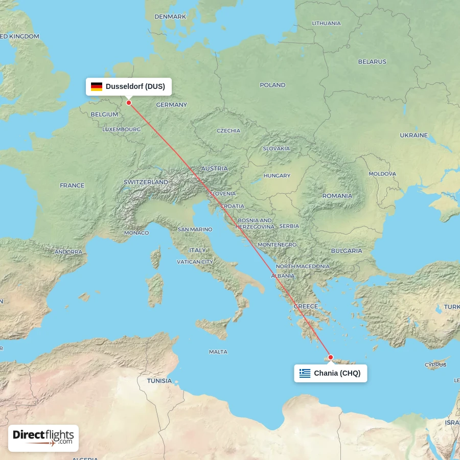 DUS - CHQ route map