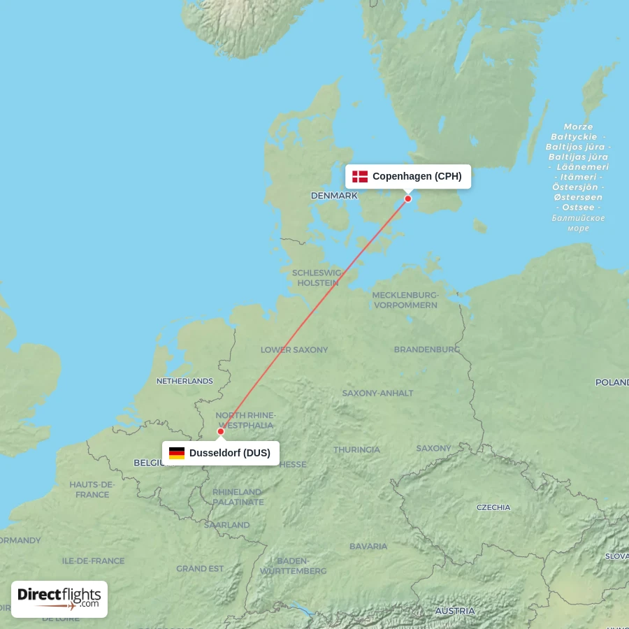DUS - CPH route map