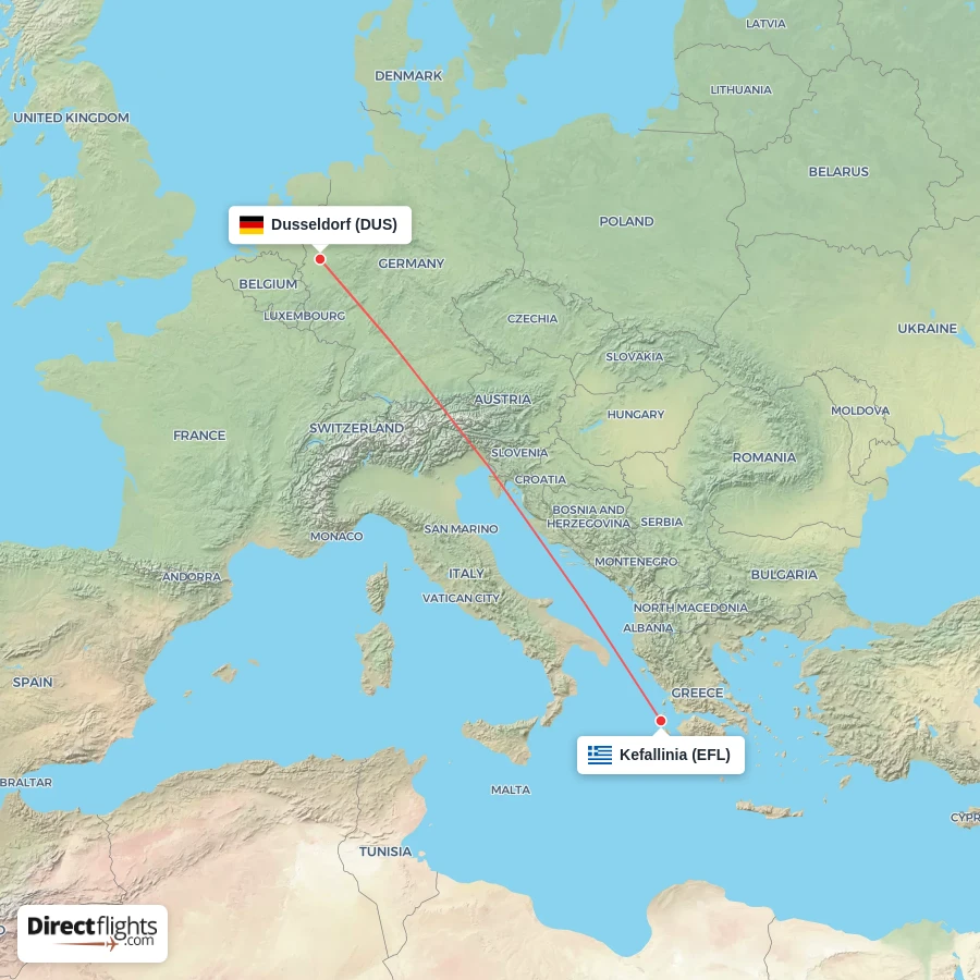 DUS - EFL route map