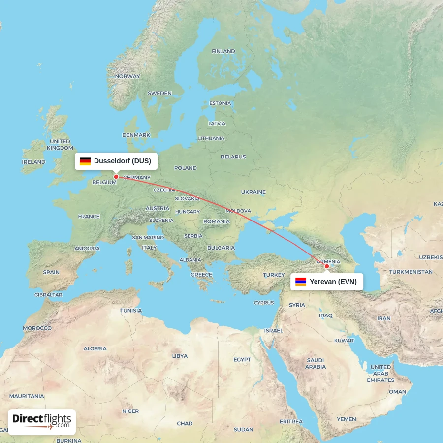 DUS - EVN route map