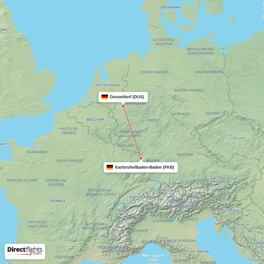 DUS - FKB route map