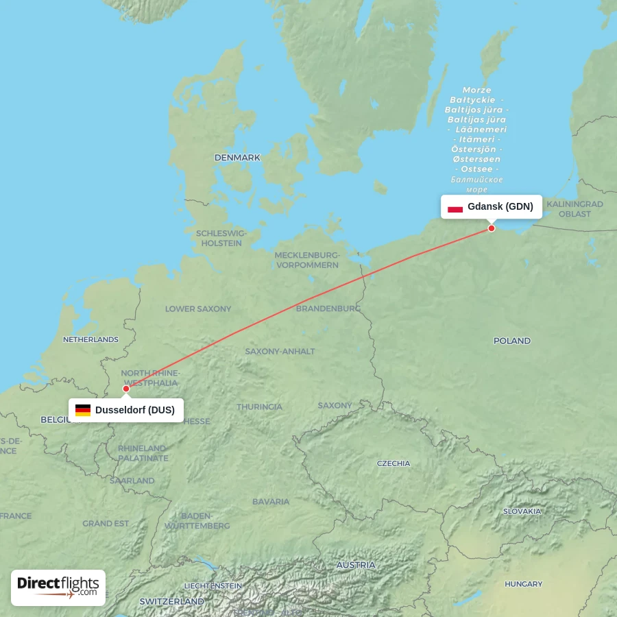 DUS - GDN route map