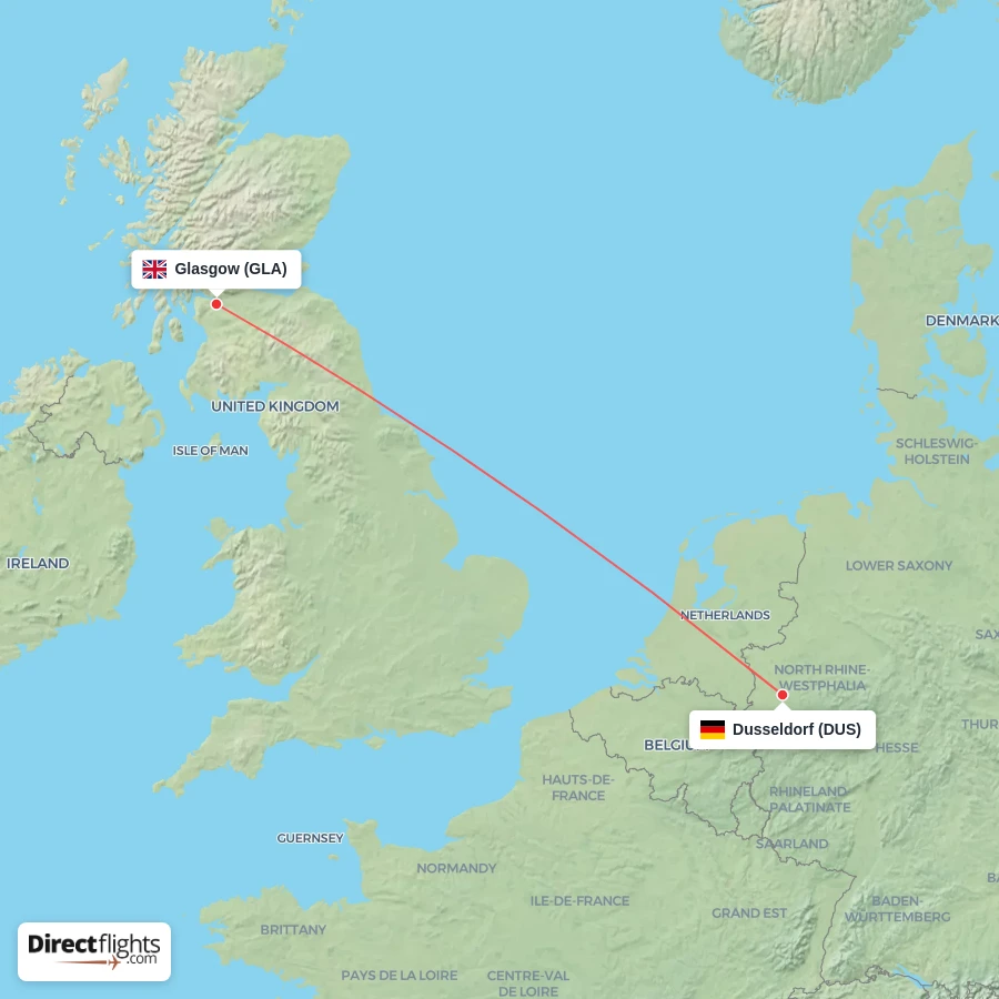 DUS - GLA route map
