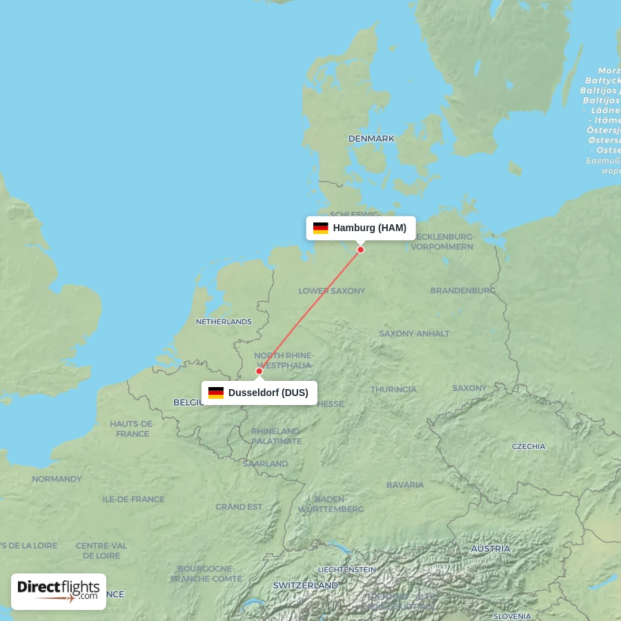 DUS - HAM route map