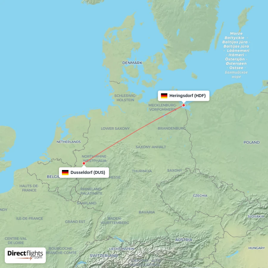 DUS - HDF route map