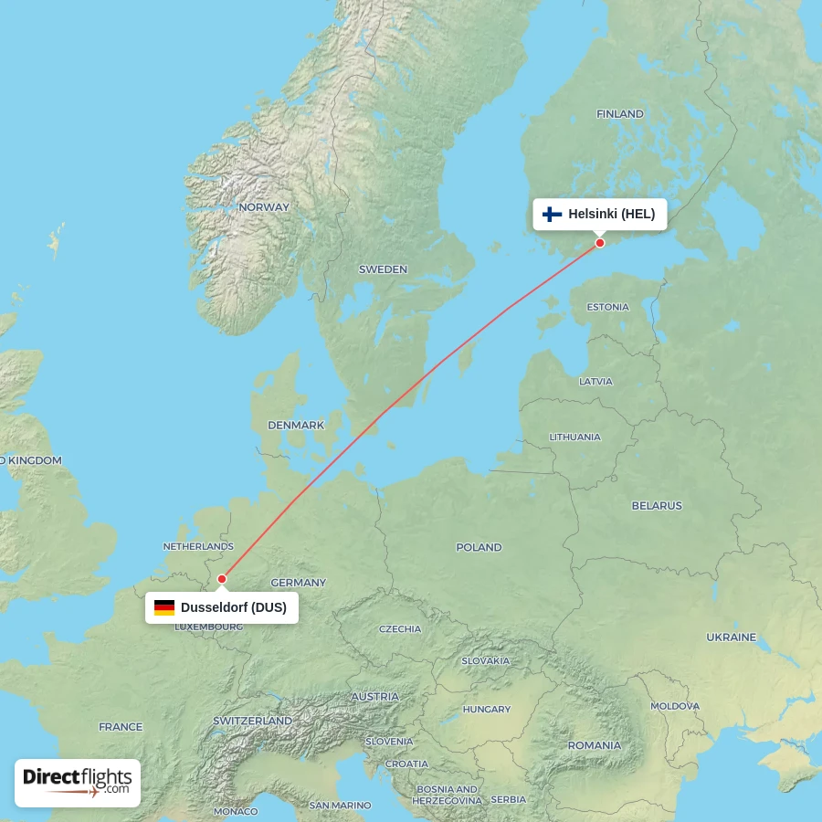 DUS - HEL route map