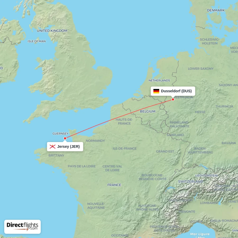 DUS - JER route map