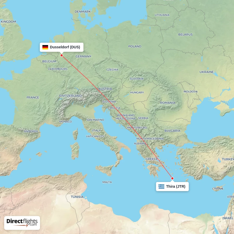DUS - JTR route map