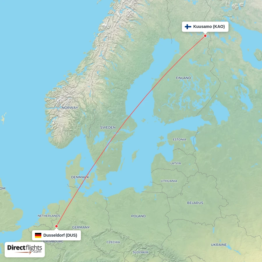 DUS - KAO route map