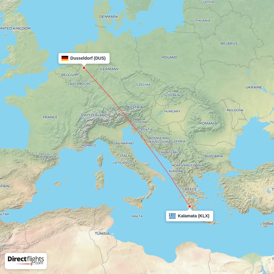 DUS - KLX route map