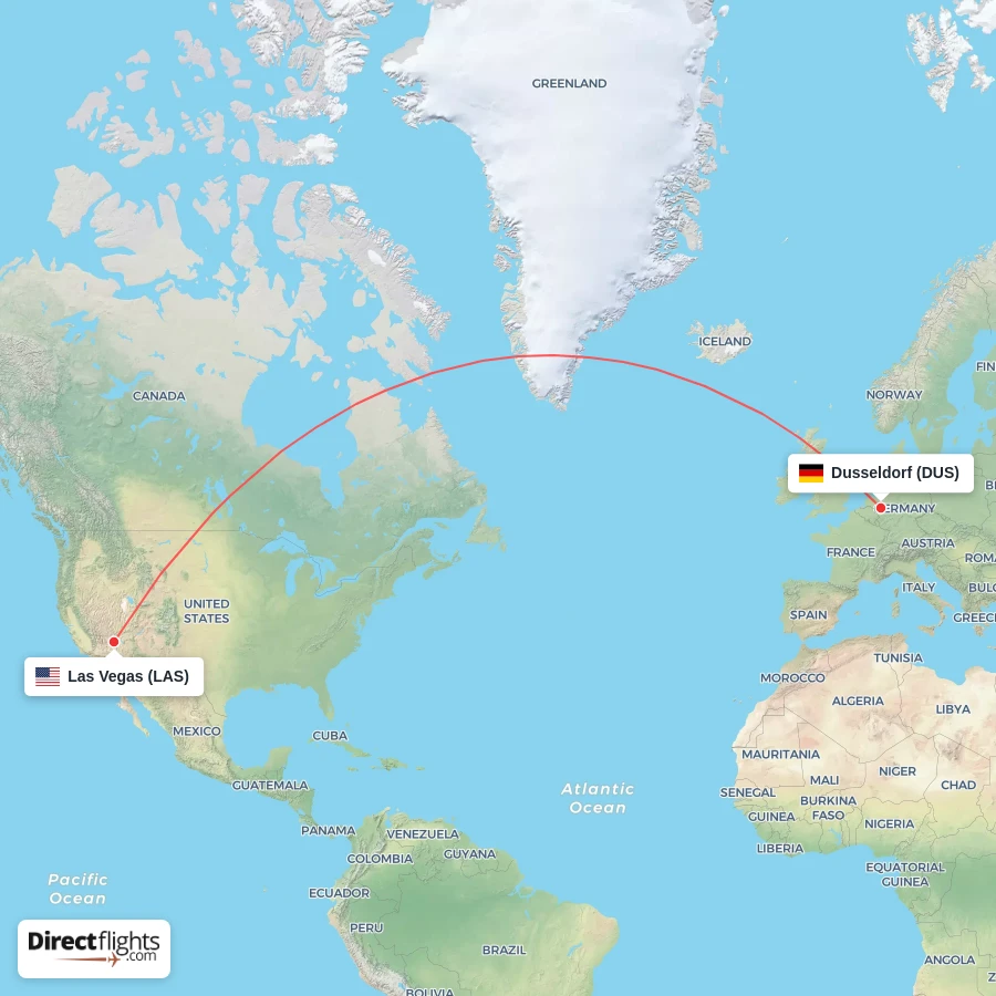 DUS - LAS route map