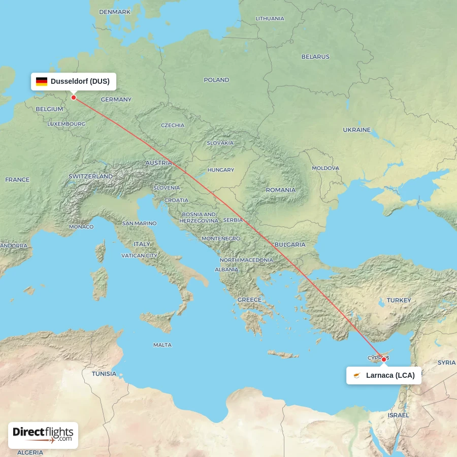 DUS - LCA route map