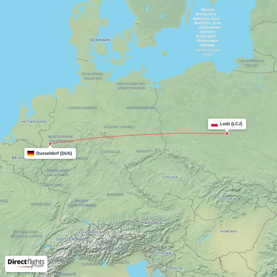 DUS - LCJ route map