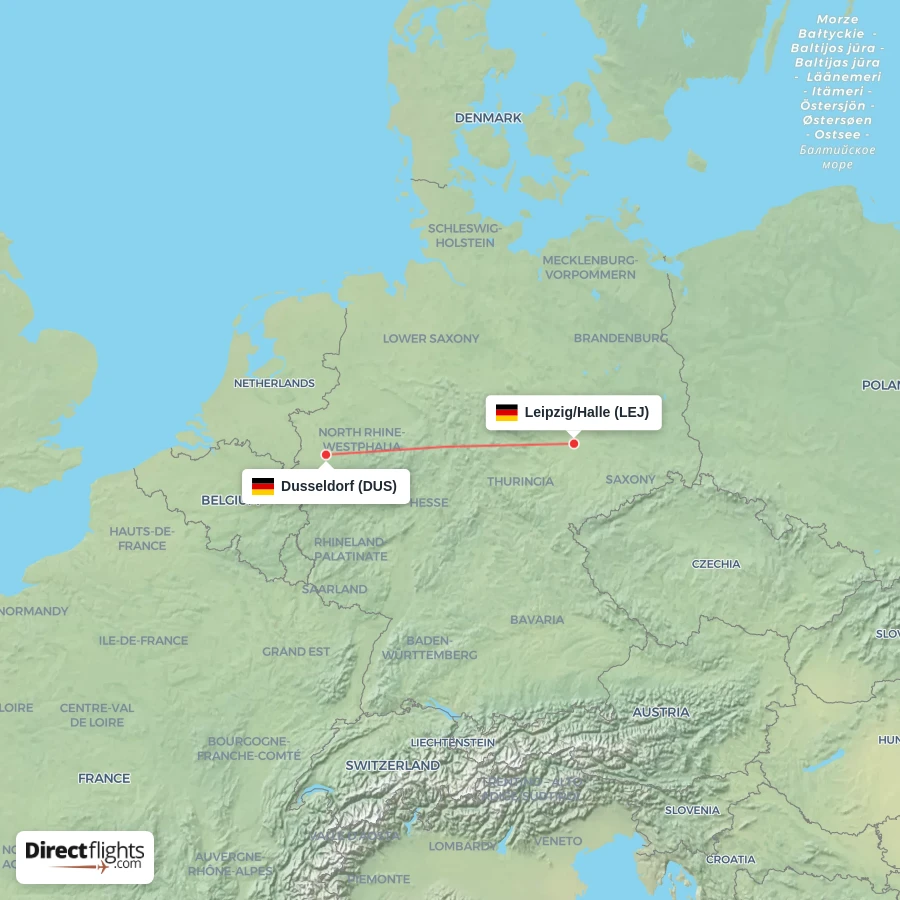 DUS - LEJ route map