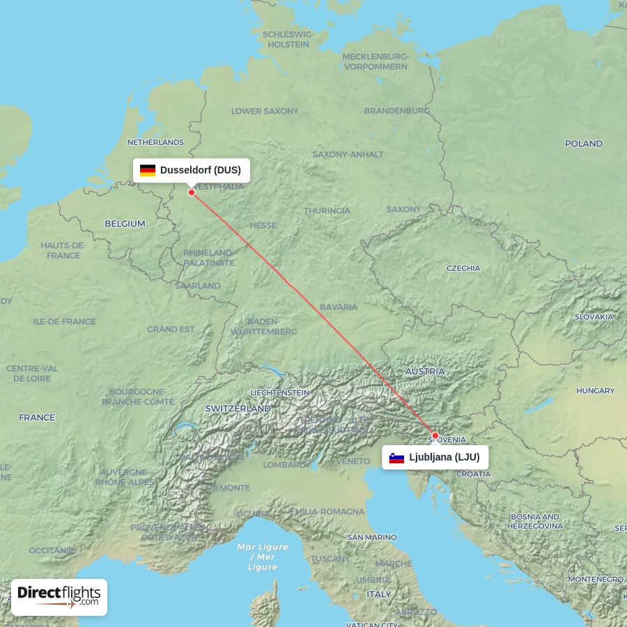 DUS - LJU route map