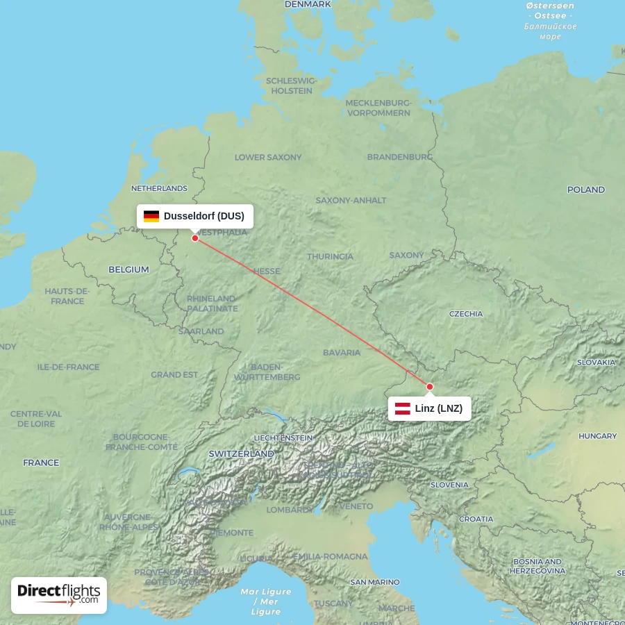 DUS - LNZ route map