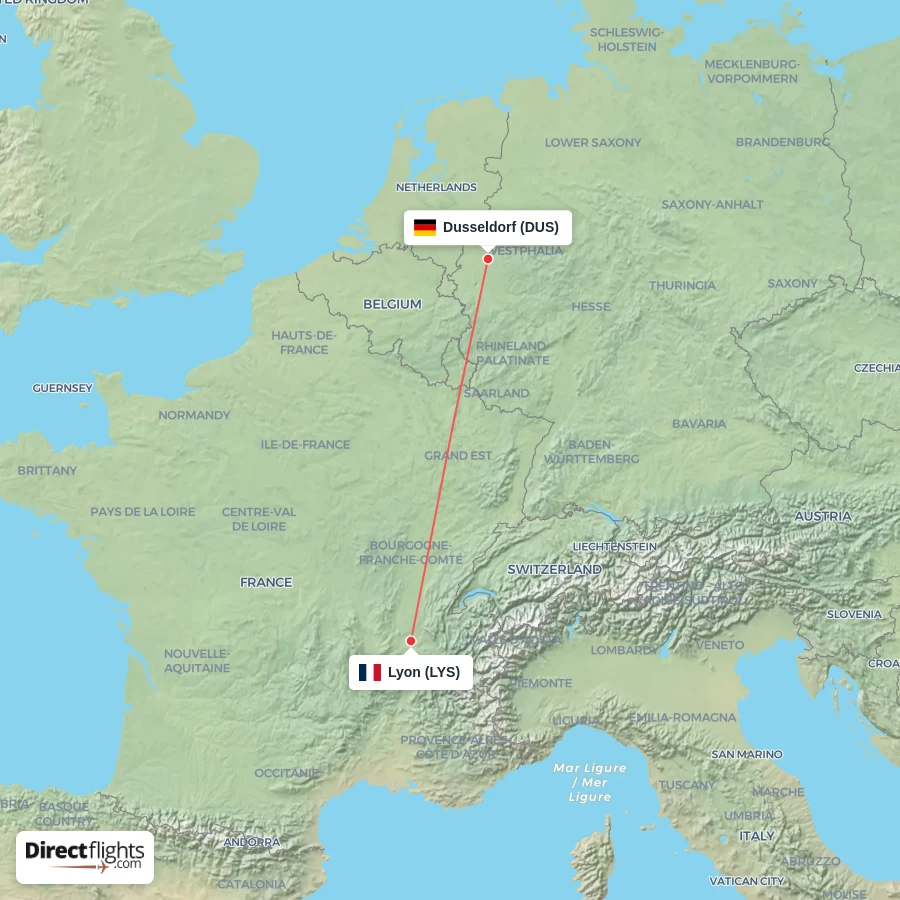 DUS - LYS route map