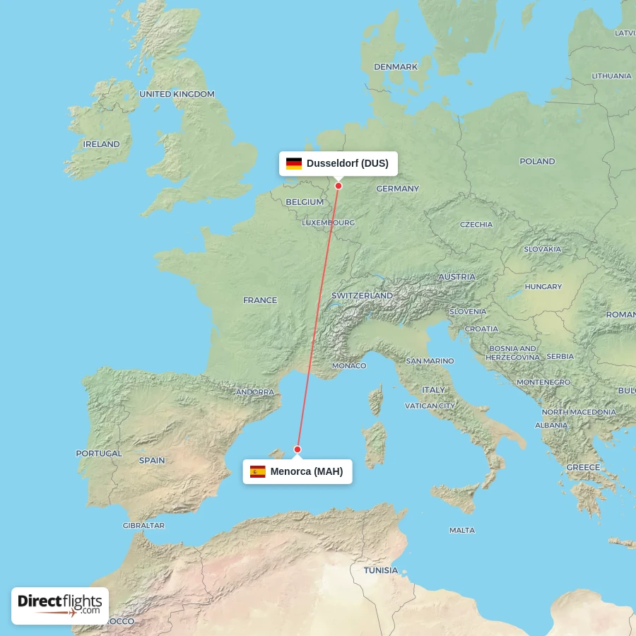DUS - MAH route map