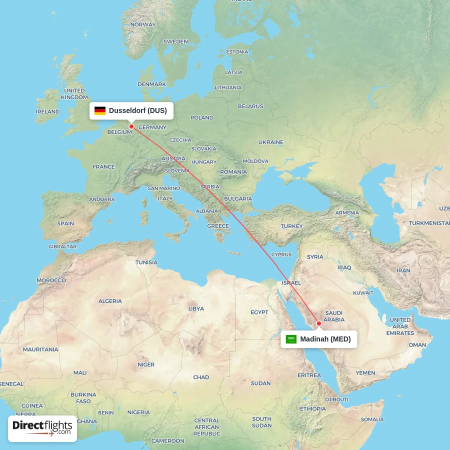 DUS - MED route map