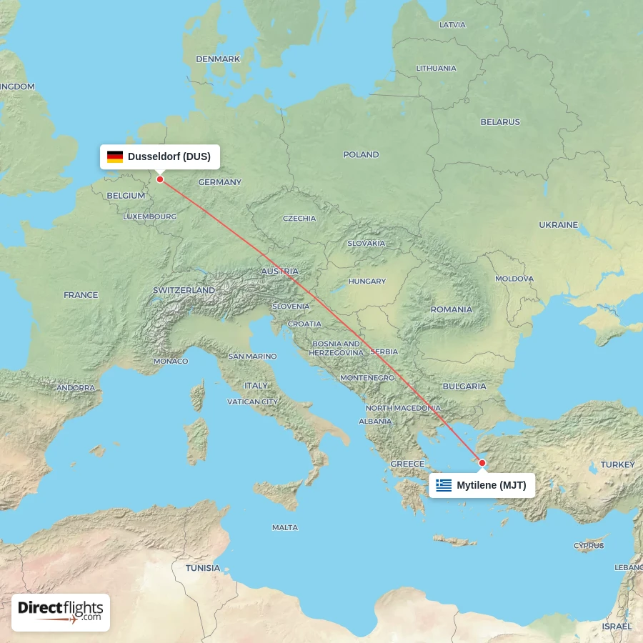 DUS - MJT route map