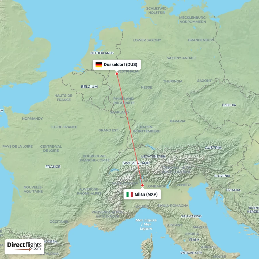 DUS - MXP route map