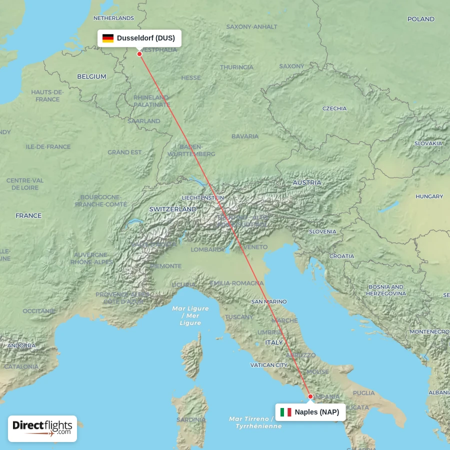 DUS - NAP route map