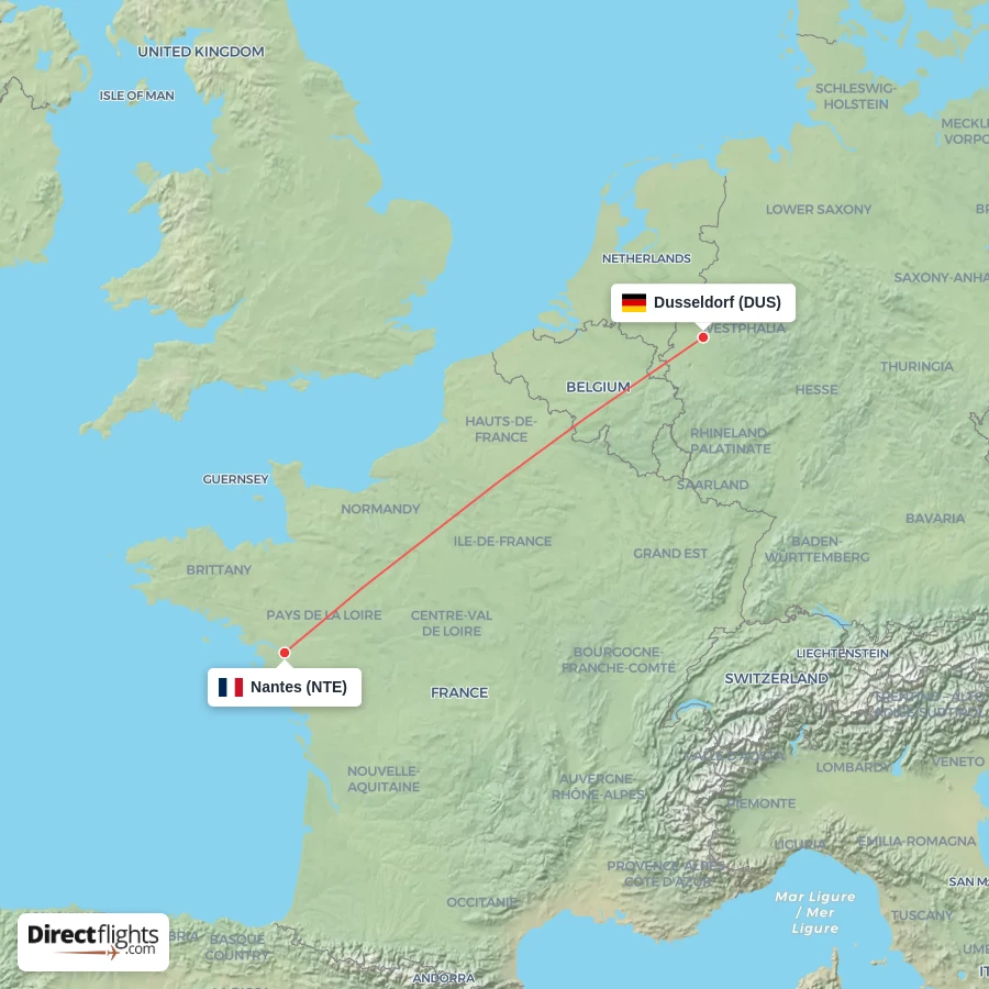 DUS - NTE route map